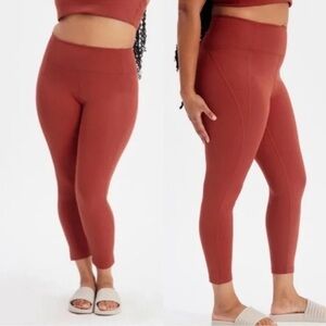Girlfriend Collective Compressive 7/8 Leggings Clay Brown Red Color Size XL